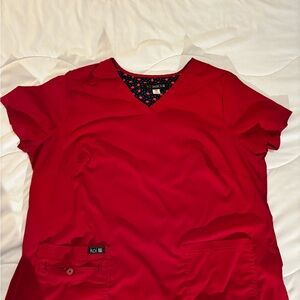 Koi Women's Vibrant Red Short Sleeve Scrub Top